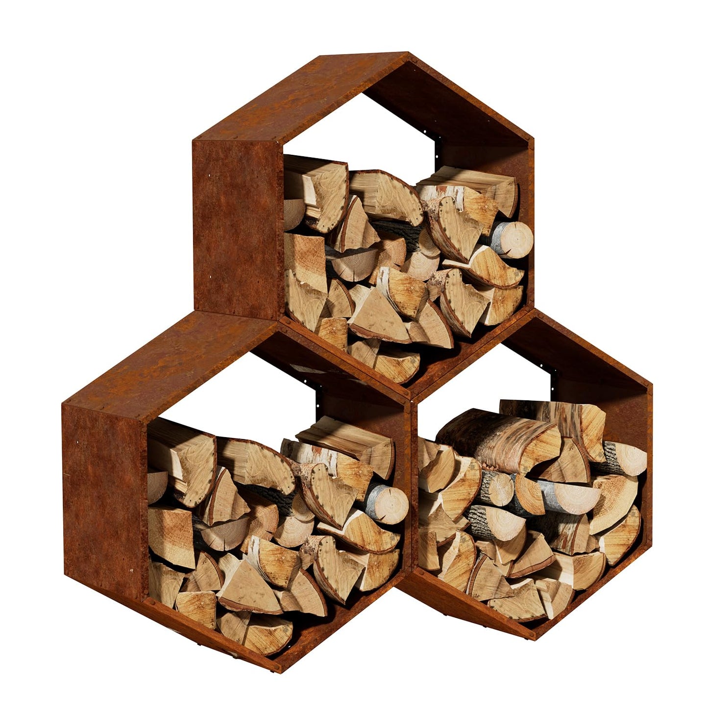 BUYYAH Firewood Log Rack Hexagon Heavy-Duty, Sturdy Log Holder with Honeycomb Design for Wood Storage, Suitable for both Outdoor and Indoor Use