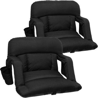 Suteck Wide Stadium Seats with Back Support 2 Pack, Portable Sofa Style Bleacher Chair with Back and Cushion, Armrest, 6 Reclining Positions Backpack Stadium Chair for Sports Events 23-Inch Wide