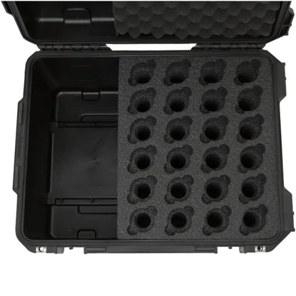 SKB iSeries Microphone Hard Case, Waterproof Polypropylene Shell with 24-Slot Foam Interior, Cable Storage and Wheels for Mic System Protection
