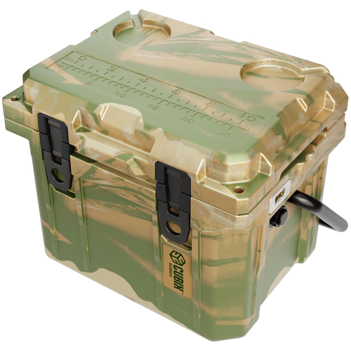 Cubix Outdoors, QuadraX 10QT Rotomolded Personal Small Cooler, Insulated Portable Hard Cooler Ice Chest, Holds Ice for 72 Hours for Outdoor Activities, 2 Built-in Cup Holders, Hunter Camo