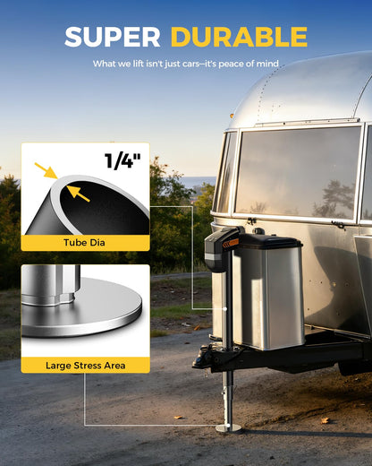 KYX Electric Trailer Jack 5000lb, with Remote, Heavy Duty RV Electric Tongue Jack, 9.84"-33.85" Lift, Manual Crank Handle & Jack Cover for RVs & Travel Trailers, Black