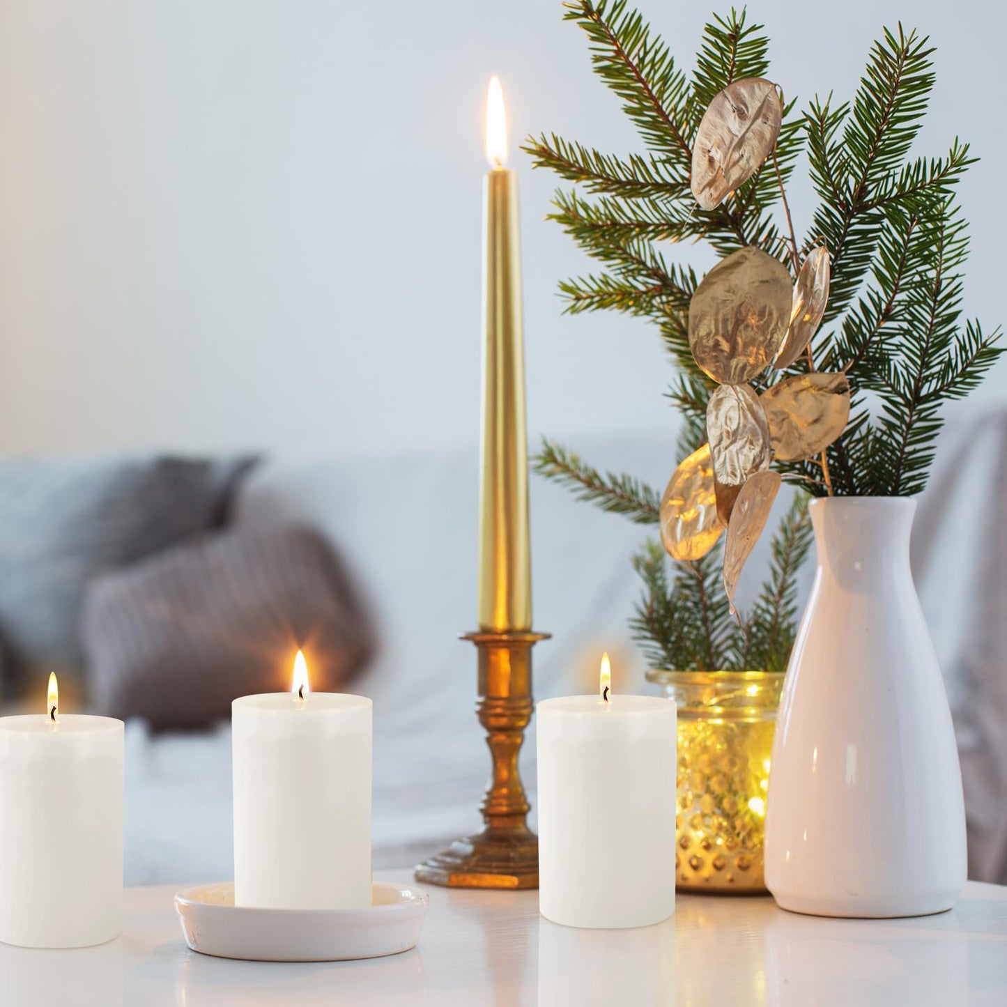 6 Pack Unscented Dripless Smokeless White Pillar Candles, 2.75x3.25 Inch Cylinder Wax Candles for Home Table Holiday Party Spa Decor Emergency