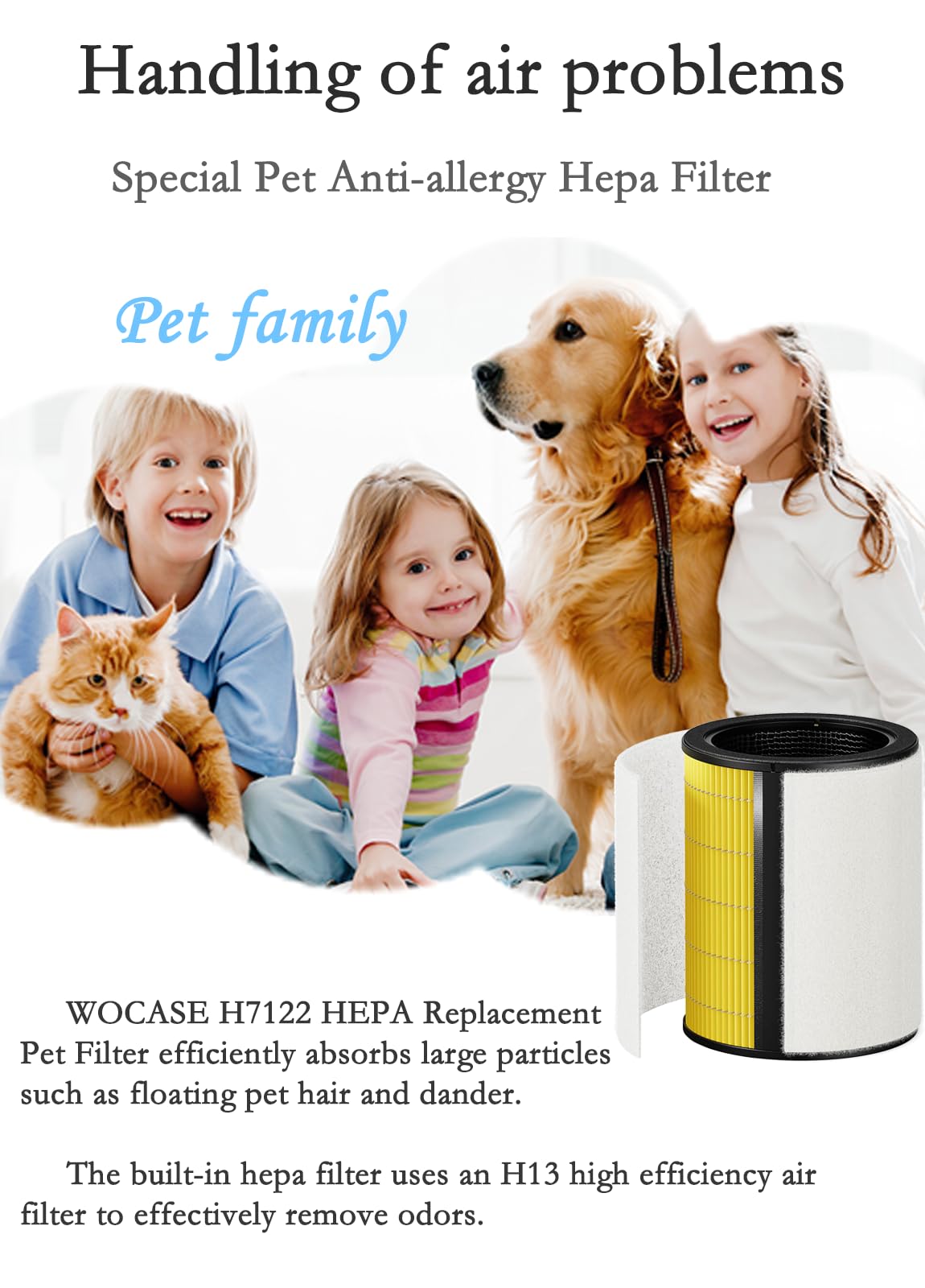 2 Packs H7122 Replacement Filters Compatible with GoveeLife Smart Air Purifier for Home Large Room Up to 1524 sq.ft., H13 True HEPA Air Purifier Filter for Smoke, Wildfire, Pet Hair, Model # H7122
