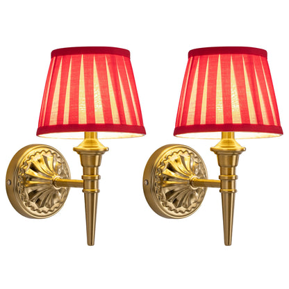 KDG Cordless Wall Sconces Set of 2, Small Wireless 5200mAh Rechargeable Battery Fabric LED Wall Lamps, Portables Lightings for Wall Painting, Living Room, Bedroom, Hallway, Gifts, Night Light (Red)