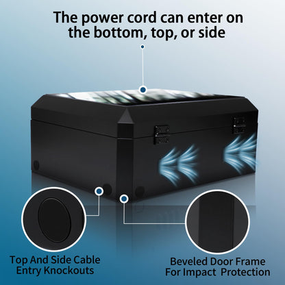 EV Charger Outdoor Lock Box – Wall-Mount Enclosure for Tesla Model Y/3/S/X & Most EV Chargers ≤17”×10”×7” – Weatherproof Anti-Theft with Multiple Cable Entry