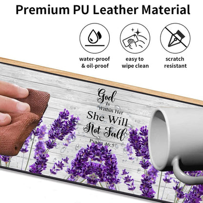 Large Gaming Mouse Pad 31.5x11.8 Inch Keyboard Pad + Ergonomic Wrist Rest Pad and Coaster with Non-Slip 3-Piece Desk Supplies Set, Bible Psalm 46:5 Lavender Design for Gamers/Office/Study