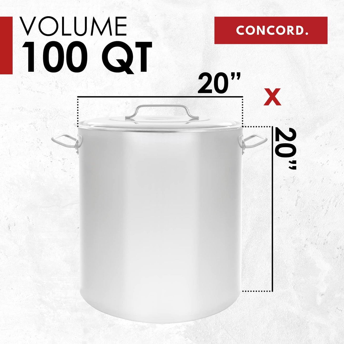 Concord Cookware Stainless Steel Stock Pot Kettle, 100-Quart