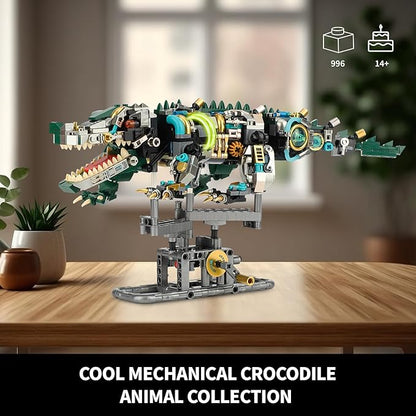 Ideas Mechanical Crocodile Building Set - Alligator Animal Toy with Display Stand and Light Compatible with Lego Dinosaur STEM Gift for Adults &amp Teens Boys Ages 14+ (996 PCS)