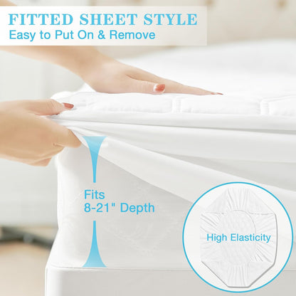 Skiennix Twin Mattress Protector - Waterproof & Hypoallergenic Bed Cover | Soft, Washable Quilted Pad with Deep Pockets up to 21 Inches