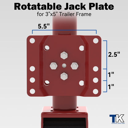 TOWKING 8-inch Wheel Trailer Jack, 13" Vertical Movement, 2000 lbs, for RV, Boat, Trailer and More, Red