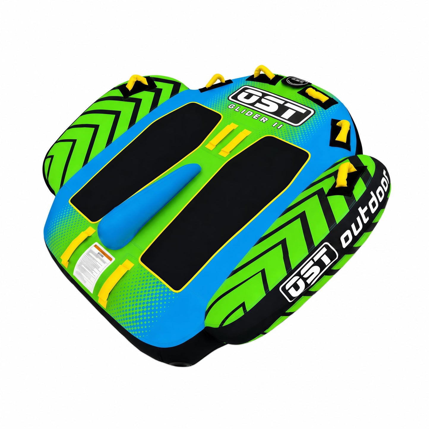 OST Outdoor 2 Person Towable Tube for Boating, Deck Style Boat Tube with Wing & Center Fin Design, Water Sports Inflatable Towables Tubes for Boats to Pull, Heavy Duty Boat Towable