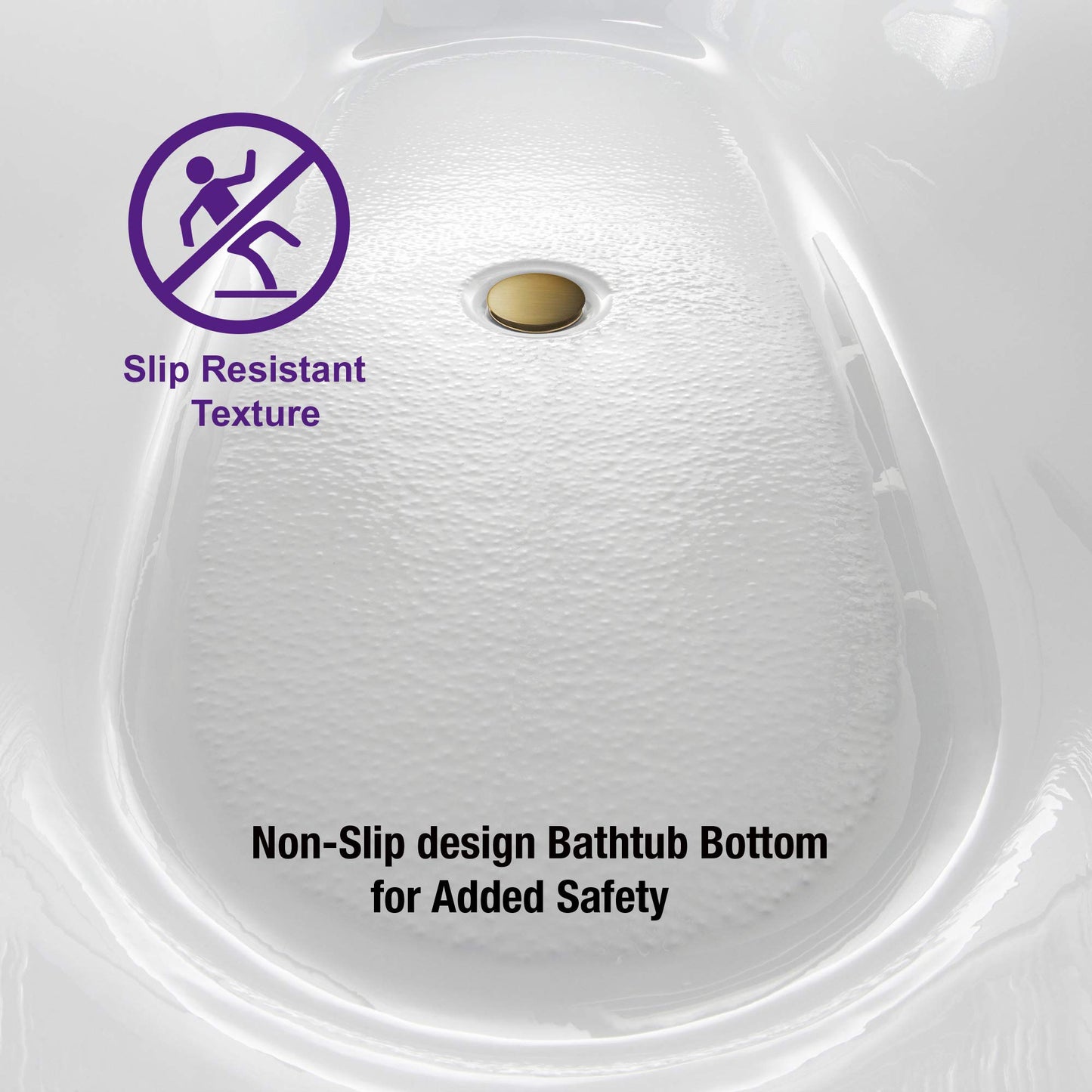 WOODBRIDGE 54"Freestanding White Acylic Soaking Bathtub with Brushed Gold Drain and Overflow,BTA1702-BG-Drain&O