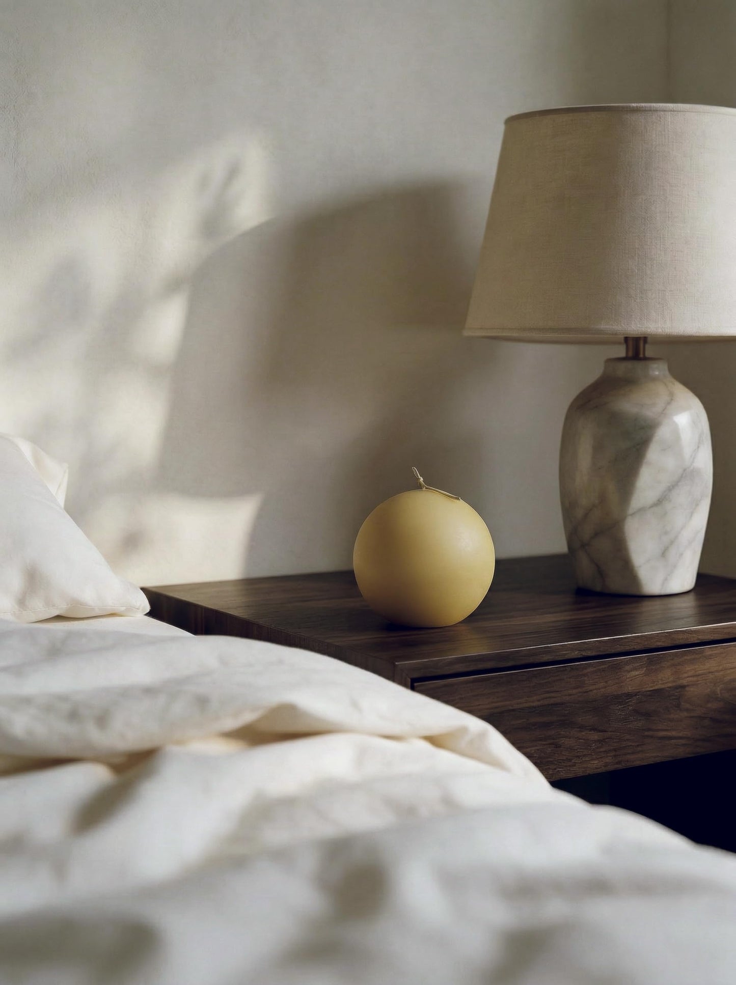 LAWA Sphere Candle - Beautiful Handmade Pillar Soy Wax Elegant Aesthetic Candle Housewarming Gift Home Room Shelf Decor Idea (Butter Yellow, Set of 2)