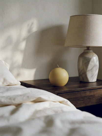 LAWA Sphere Candle - Beautiful Handmade Pillar Soy Wax Elegant Aesthetic Candle Housewarming Gift Home Room Shelf Decor Idea (Butter Yellow, Set of 2)