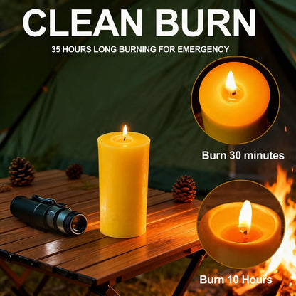 Beeswax Pillar Candles Set of 2, 70 Hours Long Burning, 100% Natural Beeswax Candles for Emergency, Pure Bees Wax for Home, Smokeless & Dripless