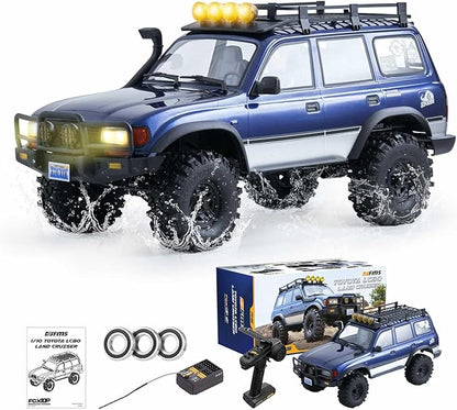 BEEZRC FMS 1/10 RC Crawler FCX10 Land Cruiser LC80 PRO RS Toyota LicensedUpgraded Motor 3541-KV2100 New Gearbox 4WD Off-Road RC Rock Truck 2.4GHz Hobby Grade Remote Control Car for Adults RS