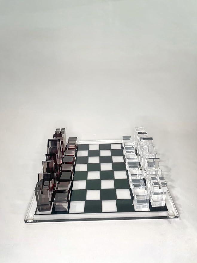 Luxury Acrylic Chess Set Sophisticated Stylish Design Multiple Colors Available (Clear/Gray-Smoke)