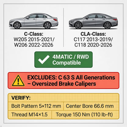 Spare Tire Kit Compatible with 2015-2026 Mercedes C‑Class & CLA‑Class (Except C63 S) | 125/80R18 Compact Spare Wheel with 18x4.5 Rim | Complete Roadside Kit Includes Jack, Lug Wrench & Storage Bag