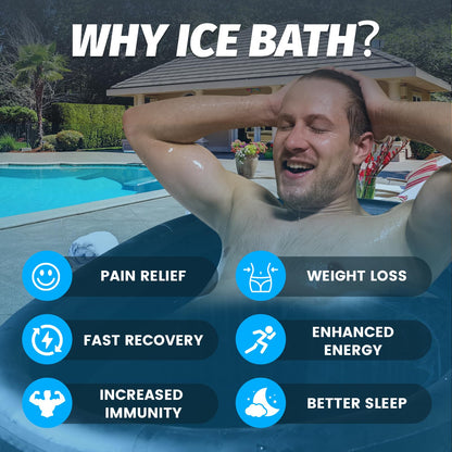 XXL Ice Bath Tub for Athletes, Compatible with Water Chillers, 216-Gallon Inflatable Cold Plunge Tub with Insulated Lid, Thermometer, Water-Absorbent Mat, Portable for Outdoor & Indoor Recovery