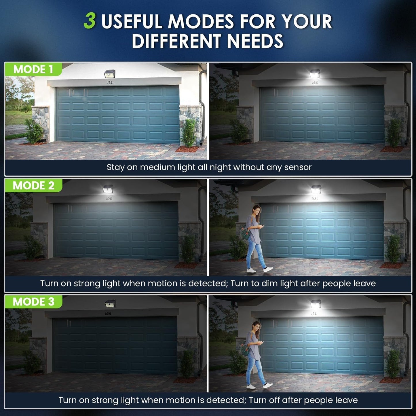 [20 Packs] Solar Motion Lights Outdoor, Ultra Bright Solar Fence Lights with Motion Sensor, IP65 Waterproof Security Light 3 Modes, 270° Lighting Angle, Wall Lights for Deck Patio Fence Garage Door