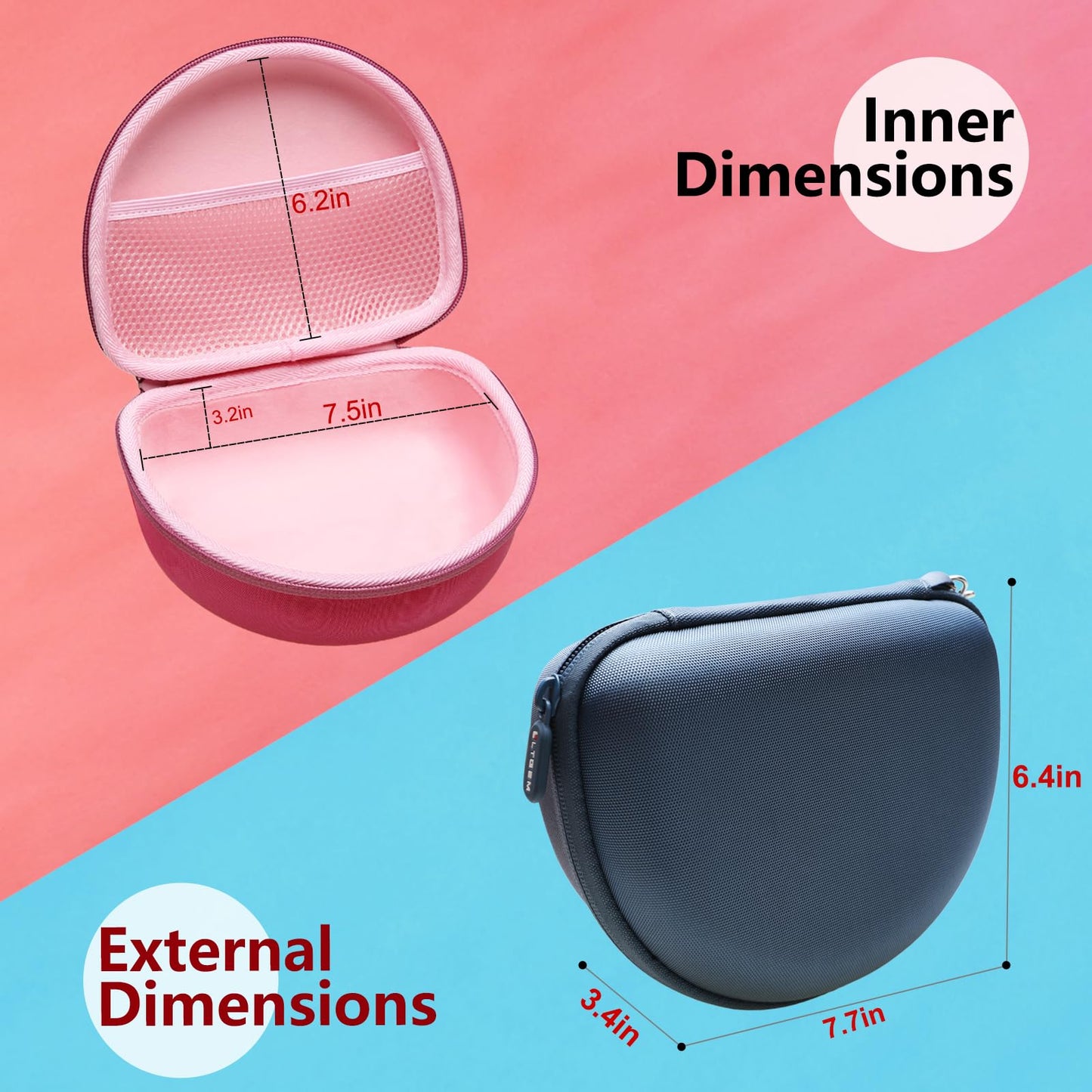 Headphone Case Compatible with Beats Studio Pro/Solo 4 / Studio 3 / Solo 3 / Picun B8 / BERIBES/JLab JBuds Lux ANC Wireless Bluetooth Noise Cancelling Headphones, Light Gray(Case Only)