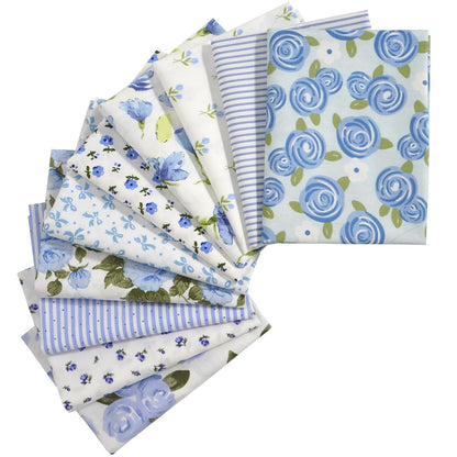 Misscrafts 10pcs Cotton Fabric 50 x 50cm Craft Patchwork Fabric Bundle DIY Making Supplies Fat Quarter Pre-Cut Quilt Squares for DIY Sewing Scrapbooking Blue