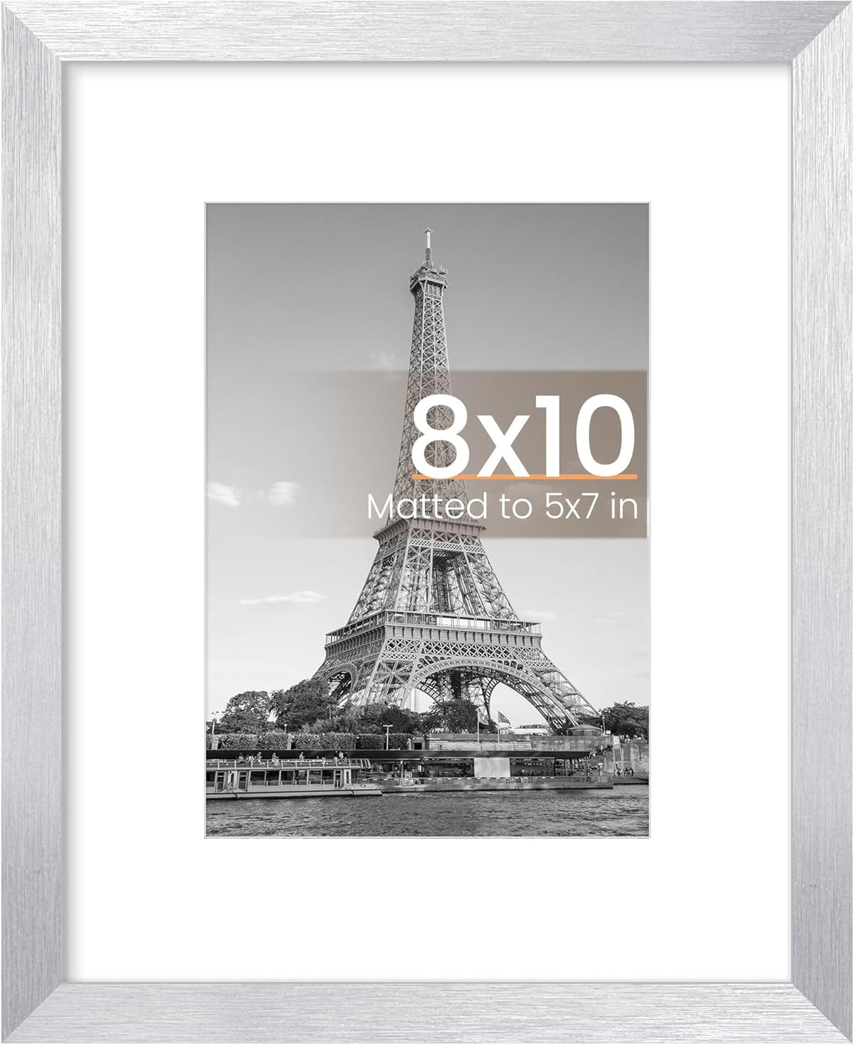 Upsimples 8x10 Picture Frame - Versatile Display for 5x7 Photos with Mat or 8x10 Without - Silver, 1 Pack