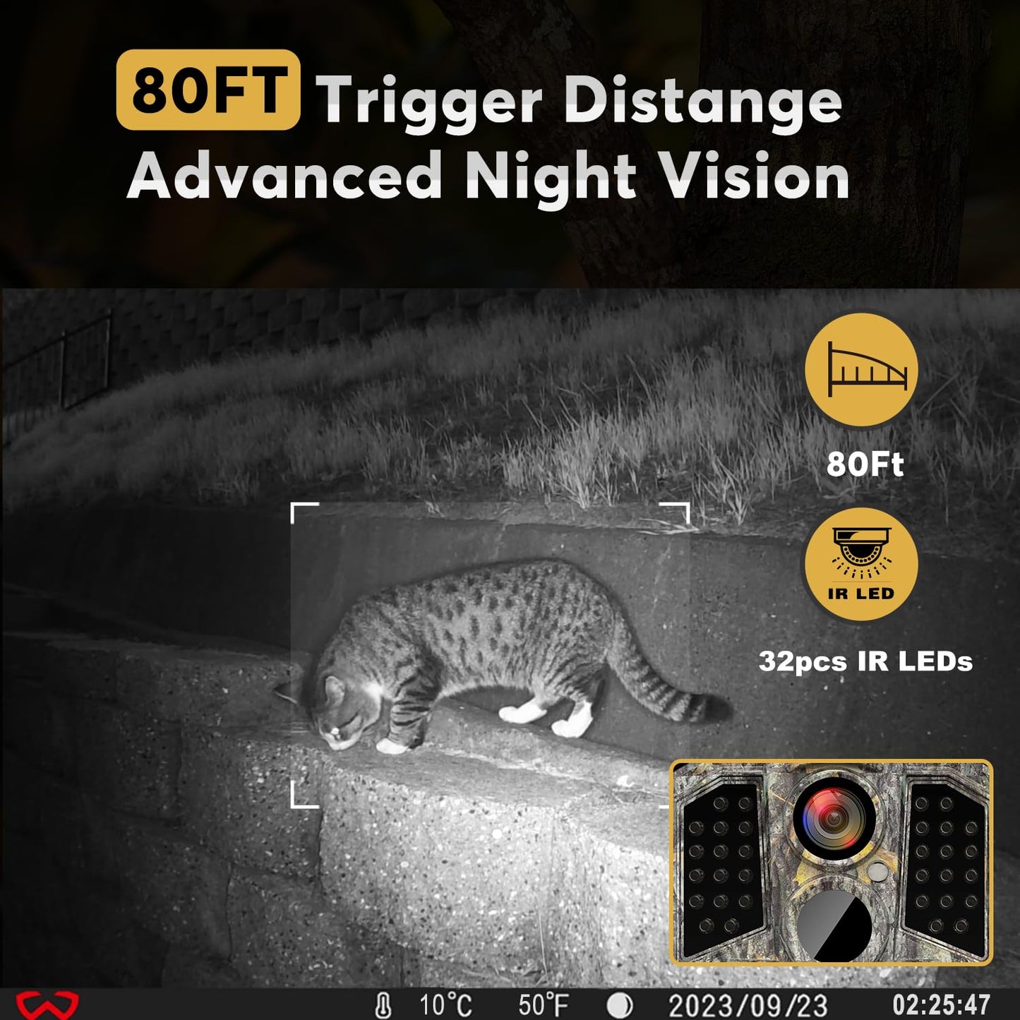 WOSODA Trail Camera 3 Pack 36MP 1920P HD Game Camera with SD Cards, 0.2s Trigger Time Infrared Night Vision Motion Activated, IP66 Waterproof 2.0''LCD Wildlife Camera for Monitoring