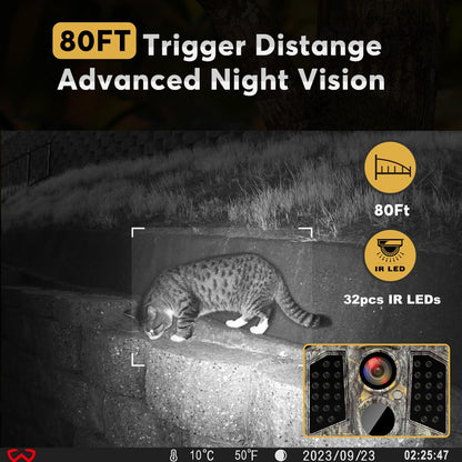 WOSODA Trail Camera 3 Pack 36MP 1920P HD Game Camera with SD Cards, 0.2s Trigger Time Infrared Night Vision Motion Activated, IP66 Waterproof 2.0''LCD Wildlife Camera for Monitoring