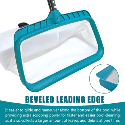 POOLWHALE Professional Pool Skimmer Net - Heavy Duty Leaf Rake with Deep Fine Nylon Mesh Bag | Fast Cleaning & Easy Debris Removal