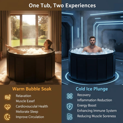 Ice Bath Cold Plunge Tub for Athletes–Portable Ice Bath for Adults, 6-Layer Insulated Foldable Bathtub for Cryotherapy & Muscle Recovery, Space-Saving Cold Plunge Tub for Home Gym(Black, 25.9X41.3 IN)