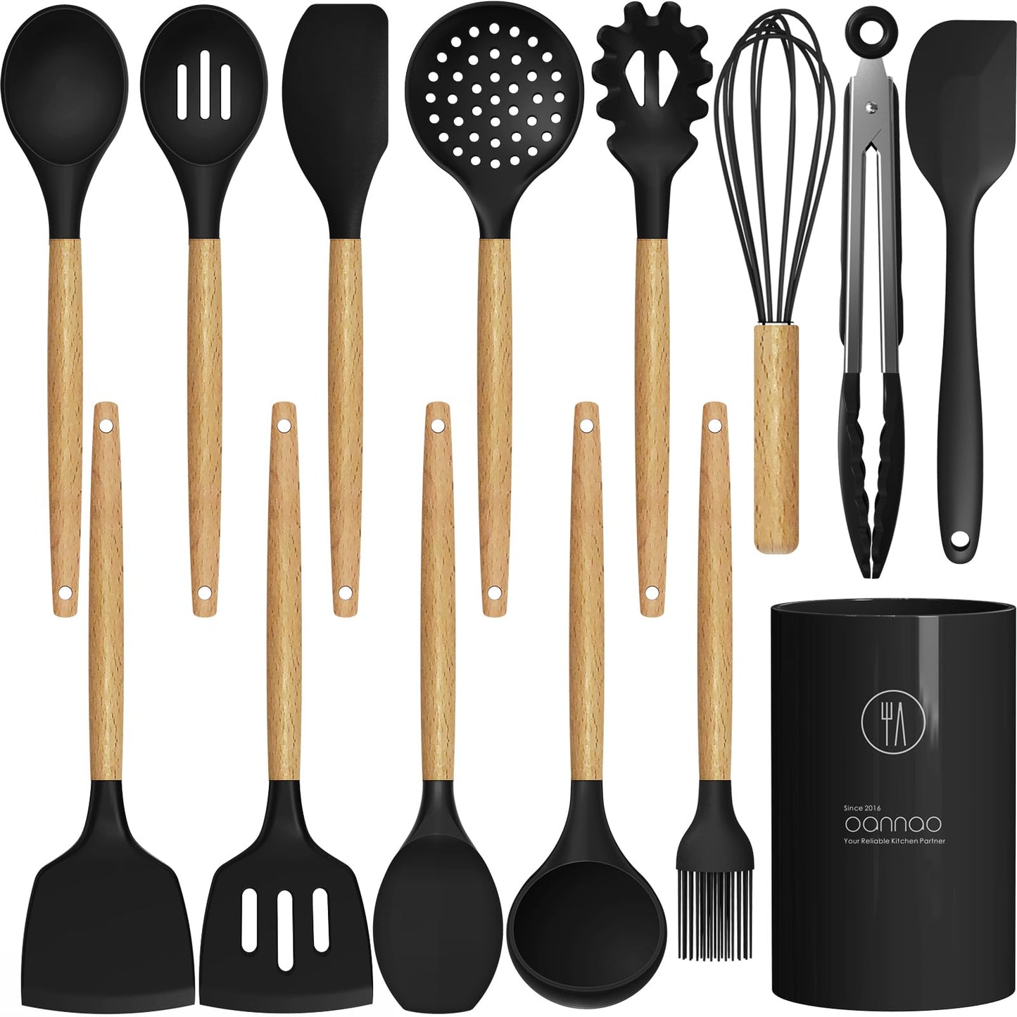 Silicone Cooking Utensils Kitchen Utensil Set - 446°F Heat Resistant Silicone Kitchen Utensils Set, Spatula,Turner Tongs, Spoon, Brush, Whisk,Kitchen Gadgets for Nonstick Cookware, BPA Free (Gray)
