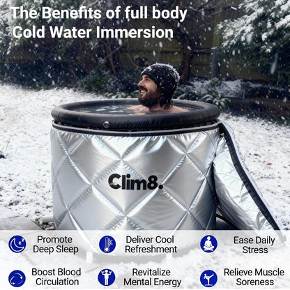 Clim8 Insulated Cold Plunge Tub for Athletes,Fitness and Wim Hom Enthusiasts, Portable Ice Bath at Home for Indoor & Outdoor Use With Drainage Hose & Protective Cover,116Gal, Chiller Compatible