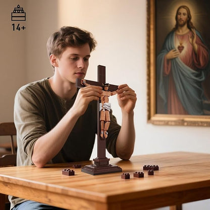 Jesus Cross Building Set Little Jesus Figurines Crucifix Building Block Religious Creative Toys for Home Office Decor Christian Toys Easter Birthday Gifts for Teens Adult 14+ (588PCS)