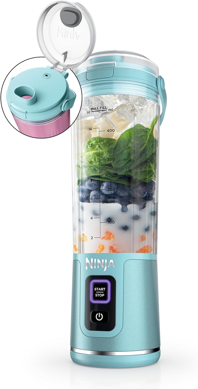 Ninja Blast Portable Blender - Cordless 18oz Personal Blender for Smoothies & Shakes | BPA-Free, USB-C Rechargeable, Aqua