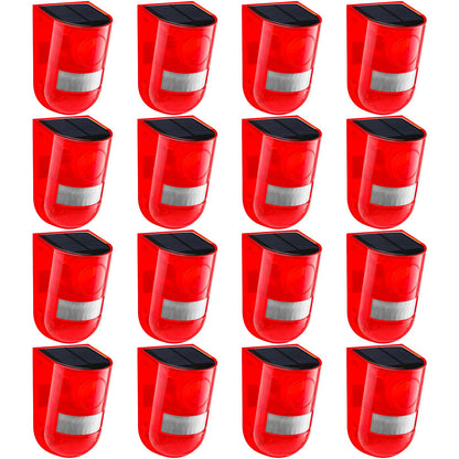 Qualirey Solar Sound and Light Alarm Motion Sensor 129db Outdoor Security Siren Waterproof Activated Detector Driveway Alarm 6 LEDs Flash Warning Deterrent Strobe System for Home, Farm(Red,16 Pack)