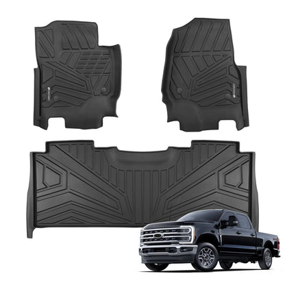 Protimat Floor Mat Custom Fit 2017-2024 2025 Ford F-250 SuperCrew Cab, All Weather TPE Floor Mats for Ford F250 1st & 2nd Row Full Set Cargo Liner (Black)