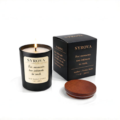 Amber & Tonka Bean Candle, Luxury Scented Soy Candle 7oz, Warm Cozy Fragrance for Home, Relaxing Aromatherapy Candle, Gift for Women, Long Lasting Jar Candle