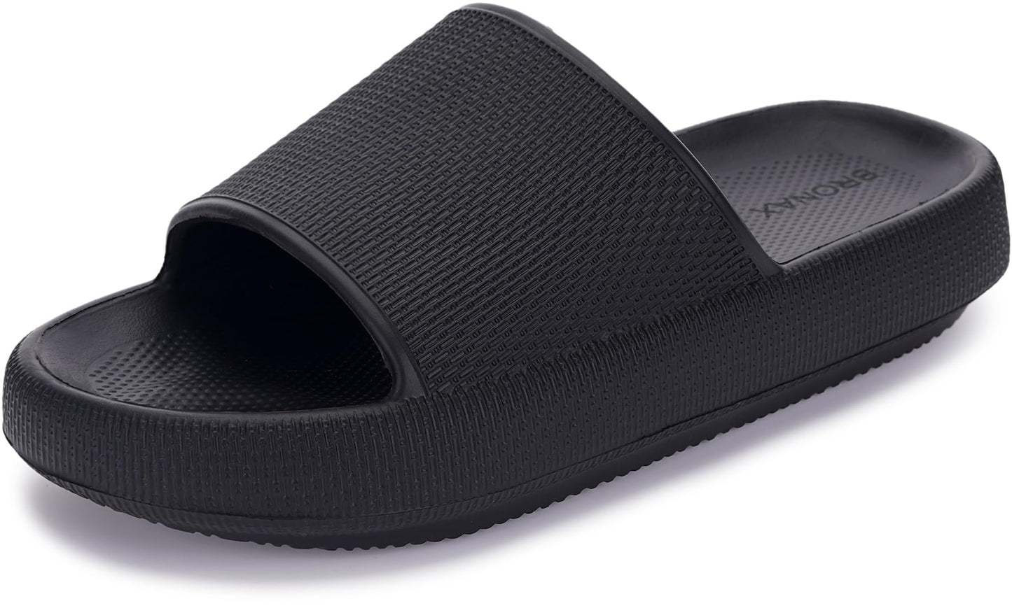 BRONAX Slides for Women Pillow Slippers for Ladies House Sandals Open Toe Comfy EVA Soft Cushioned Thick Sole 35-36 Black
