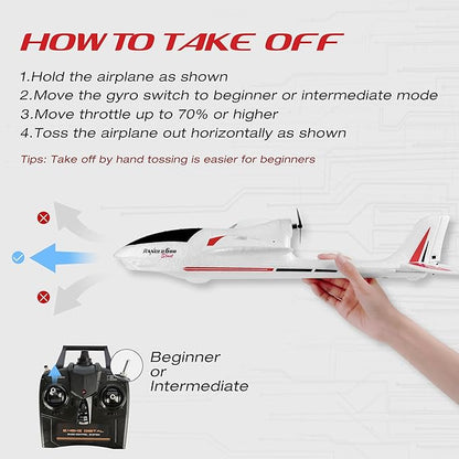 28℃ RC Plane Ranger600 4 Channel Glider Remote Control Airplane 2.4Ghz Ready to Fly RC Airplane Xpilot Stabilization System &amp One Key Aerobatic for AdultsKidsBeginners