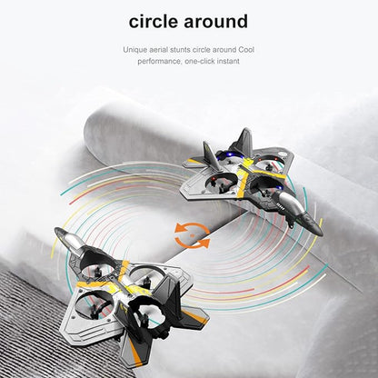 GoolRC V17 Remote Control Plane 2.4Ghz Foam RC Airplanes Jet Fighter Stunt RC Airplane with Spinning DroneGravity SensingStunt RollCool Light2 Battery forTeens Adults