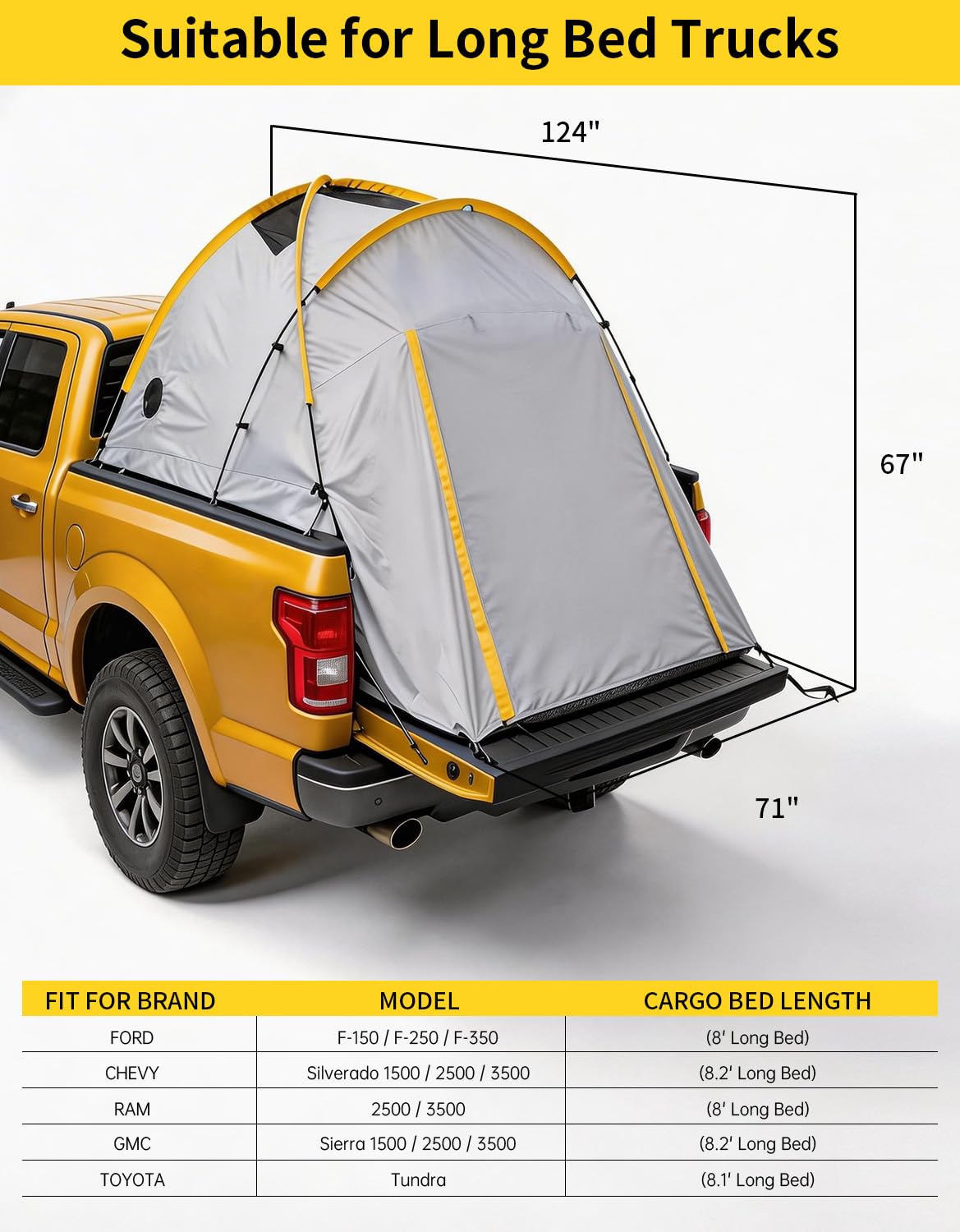 Truck Bed Tent with Awning Pickup Truck Tent for 8.2 ft Bed Waterproof PU3000 Oxford Camping Tent Portable Truck Camper for Chevy Silverado Ram GMC