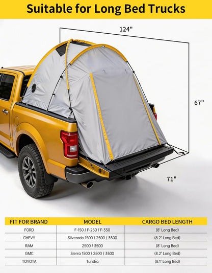 Truck Bed Tent with Awning Pickup Truck Tent for 8.2 ft Bed Waterproof PU3000 Oxford Camping Tent Portable Truck Camper for Chevy Silverado Ram GMC