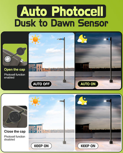 AULACE LED Parking Lot Light 240W/220W/200W Selectable, Dimmable 38400LM 160LM/W 5000K, Dusk to Dawn Photocell, IP65/ETL/100-277V, Arm Mount & Slip Fitter for Plazas, Streets, Commercial Areas & Lots