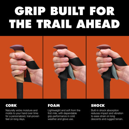 BLACK DIAMOND Trail Cork Trekking Poles (Pair) | Lightweight Collapsible Aluminum Hiking Poles | Natural Cork Grips | FlickLock Adjustable Shafts | Fig