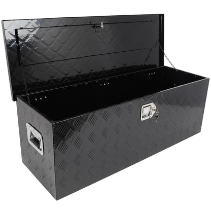 SCITOO 44 Inch Diamond Plate Truck Bed Tool Box,Aluminum Heavy Duty Crossover Storage for Most Full Size Pickups,Lockable Weatherproof Chest,Fits 44" Truck Beds,Easy Access to Load and Unload
