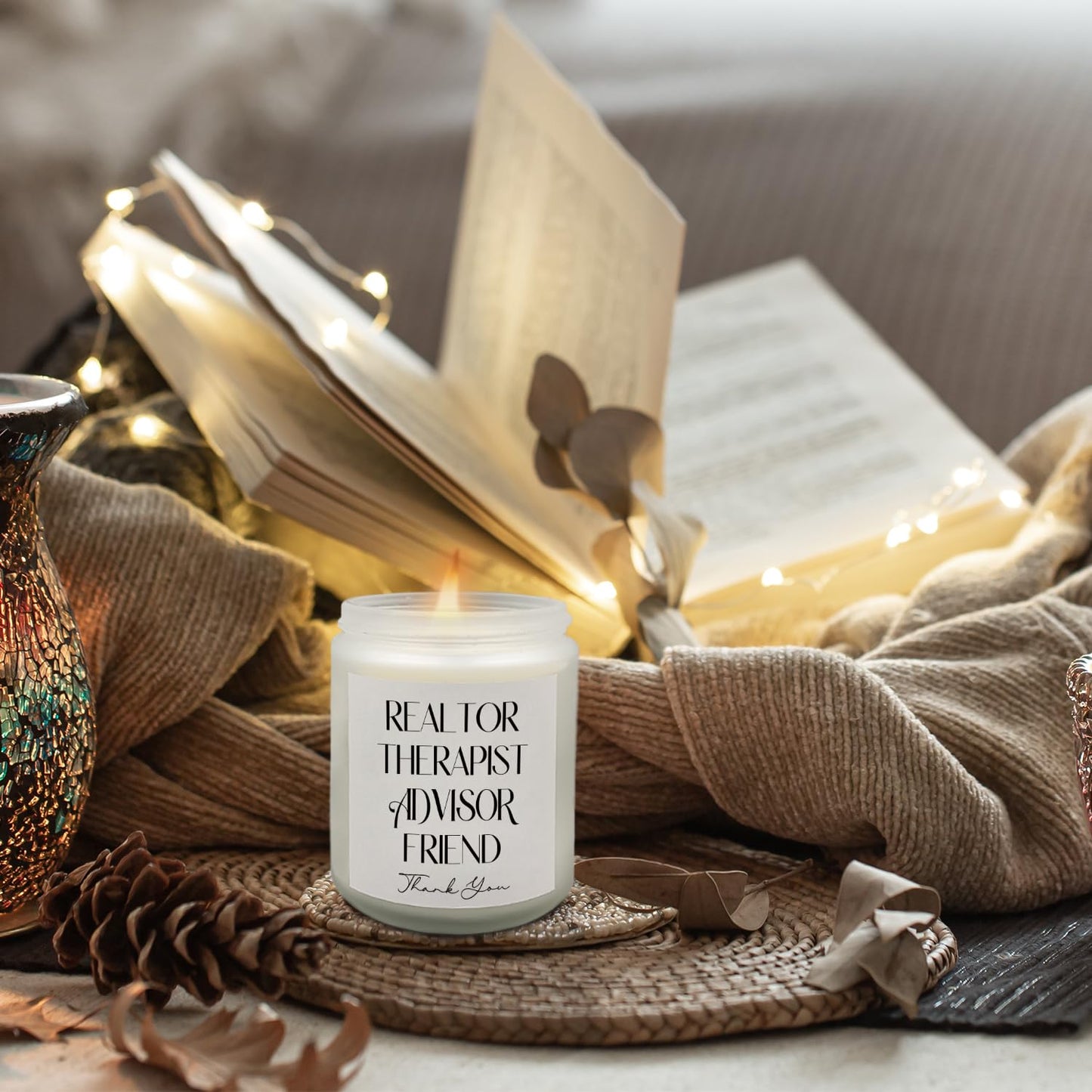 Ayxvt Realtor Gifts Scented Candles - Thank You Candle, Thank You Gift for Realtor Lavender Candle 8oz, for Women, Closing Gifts for Realtor, for Real Estate Agents