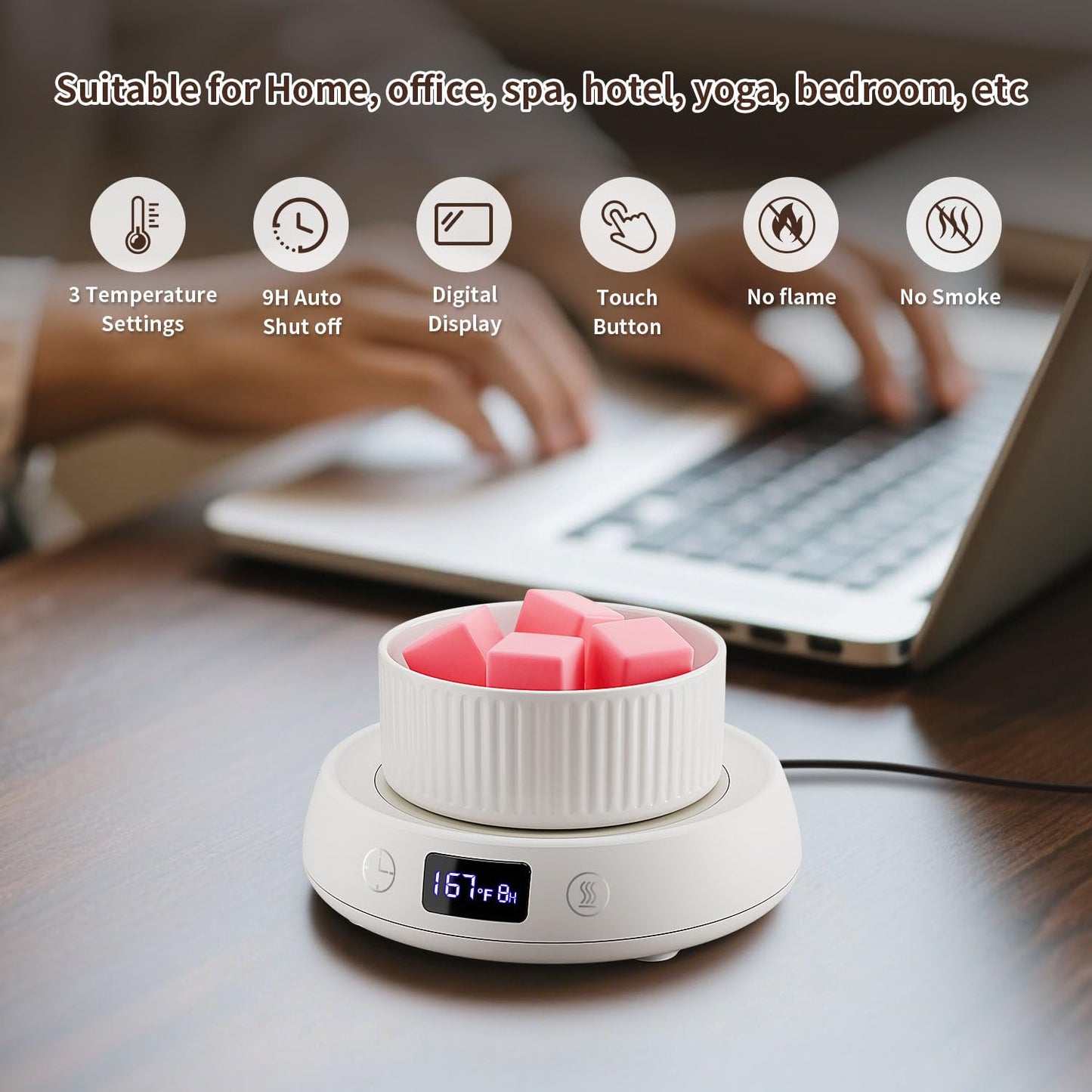 Lyty Wax Melt Warmer 3-in-1 Candle Warmer, Electric Scented Wax Melter Fragrance Wax Cube Burner for Home Bedroom Office, 8H Auto Shut Off 3 Temperature Setting (White)