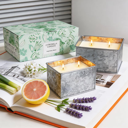 Citronella Candles Outdoor, 2-Wick 24oz Large Citronella Candle, Outdoor Candles up to 160 Hours Burning,2 Pack Soy Wax Summer Candle for Outside Patio Camping, Indoor Emergency or Survival