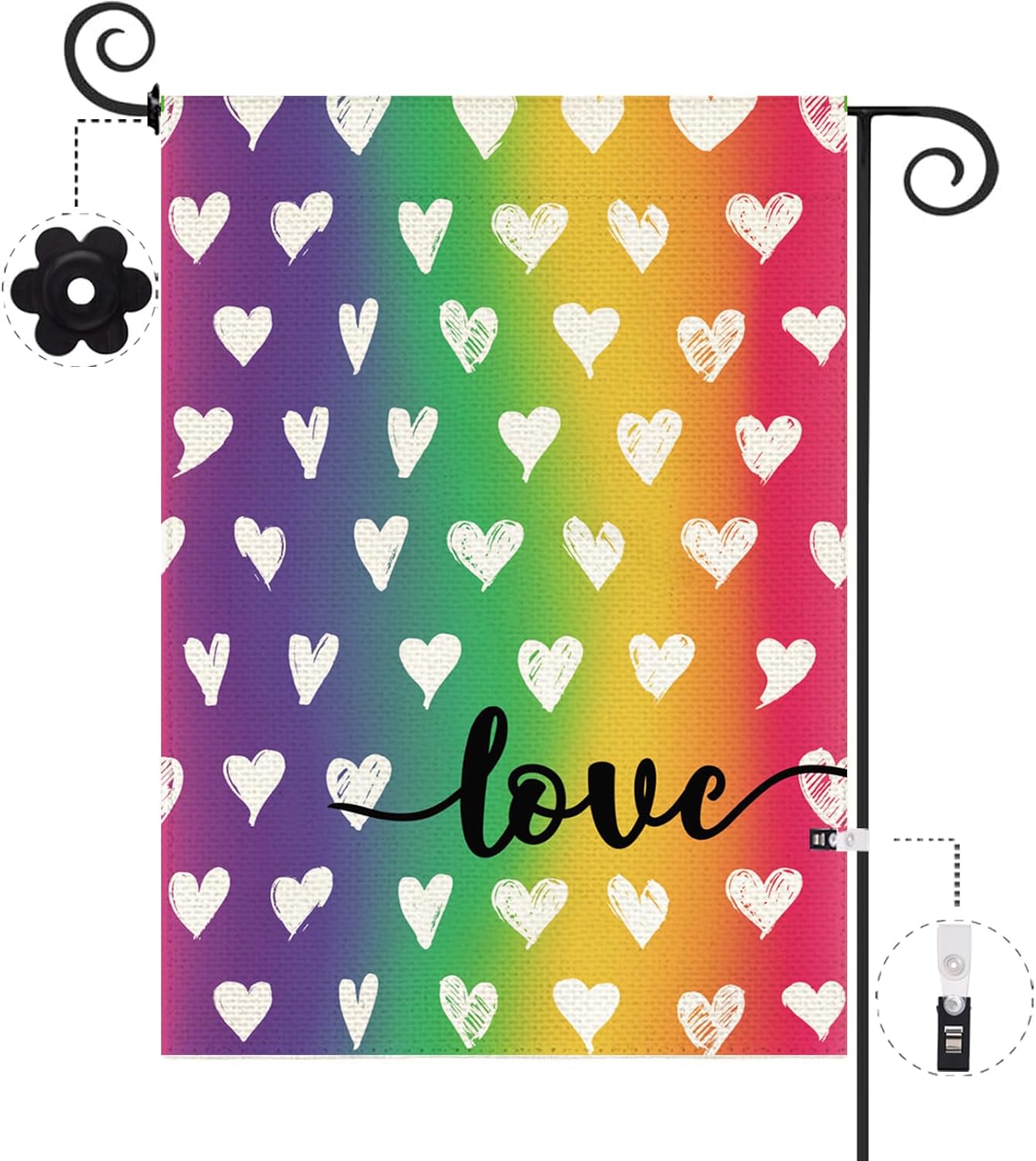 Baccessor LGBTQ Garden Flag - Double-Sided Rainbow Design for Pride Month | 12.5 x 18 Inch Outdoor Decoration